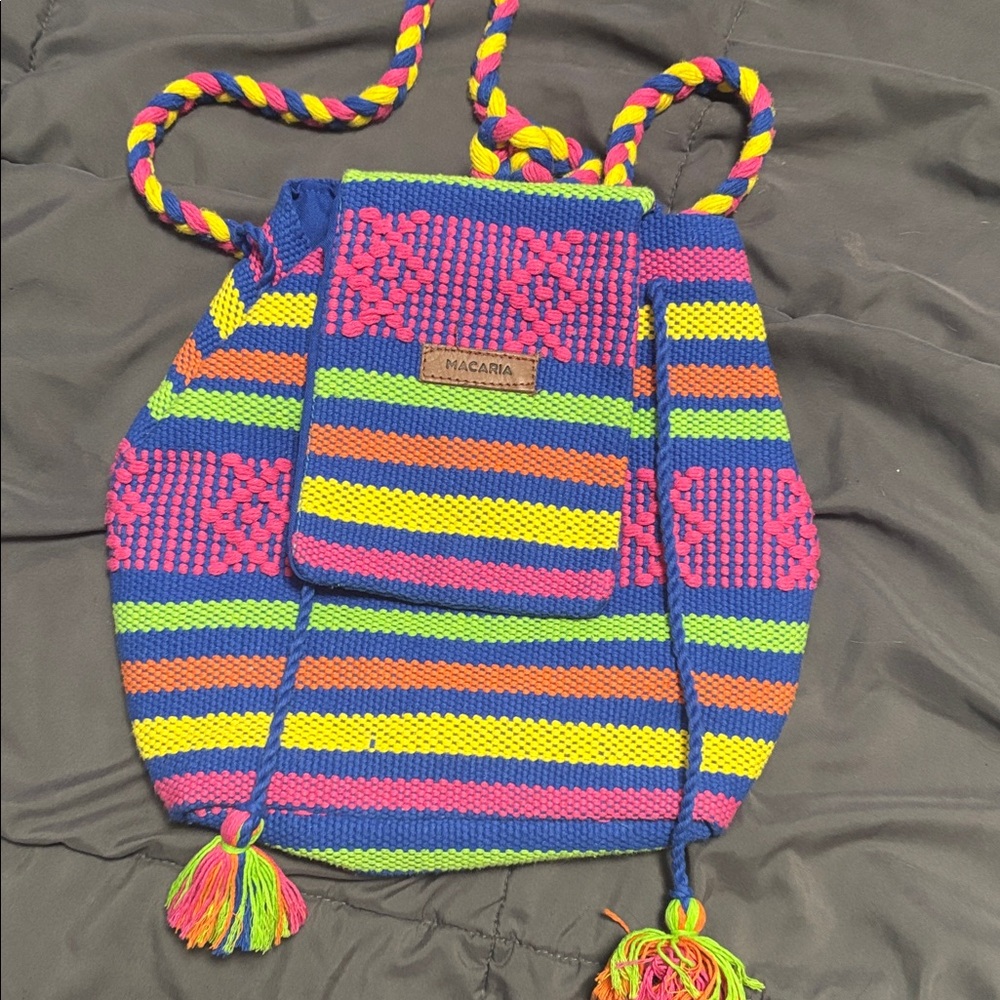 Macaria Multicolor Woven Women's Bag backpack .
